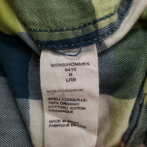 Woolrich Men Button Shirt Check 100% Organic Cotton Pockets Blue Green Size L - Picture 8 of 8